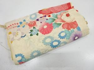 アンティーク　絞り　草花模様　着物洗い張り